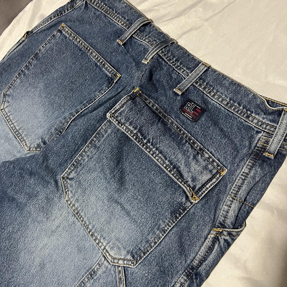 Polo Ralph Lauren Jeans Men 38x30 Blue Relaxed Wide Leg Military Carpenter Denim - Picture 7 of 10